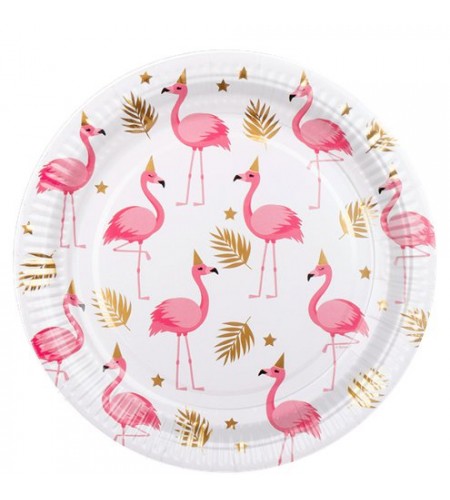 PRATOS BRANCOS 23CM FLAMINGO PARADISE